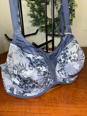 Underwire Bra Bralette Cami Elomi Navy Floral Full Coverage 36 DDD 💙 non padded